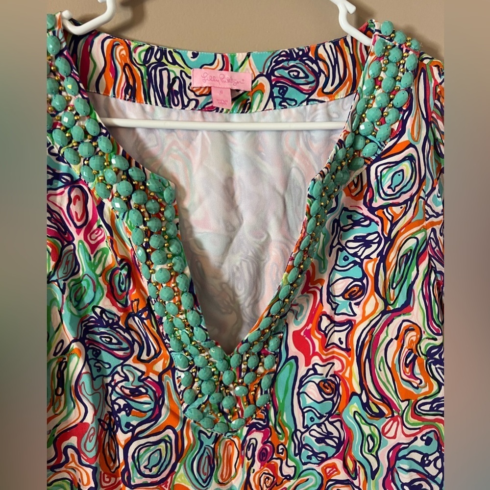 Lilly Pulitzer Seamus what a catch beaded dress size 6 belt missing - Picture 4 of 5